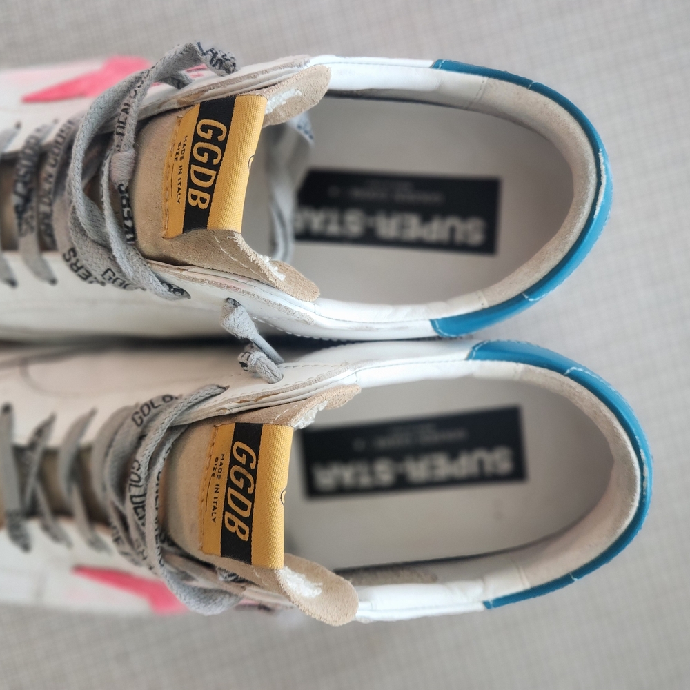 Golden Goose White and Teal Sneakers - Picture 3 of 4
